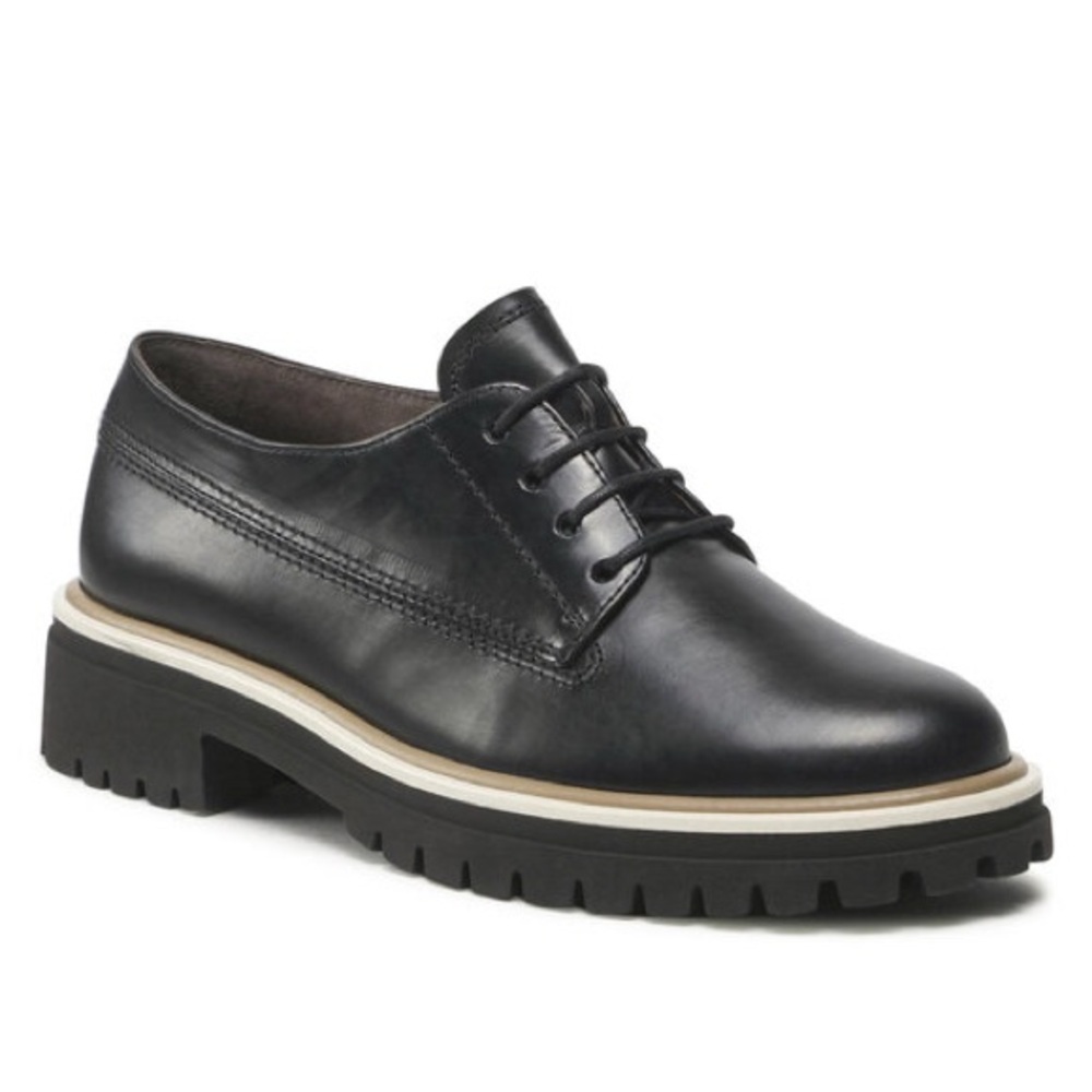Paul Green Black Leather Oxfords Size 10